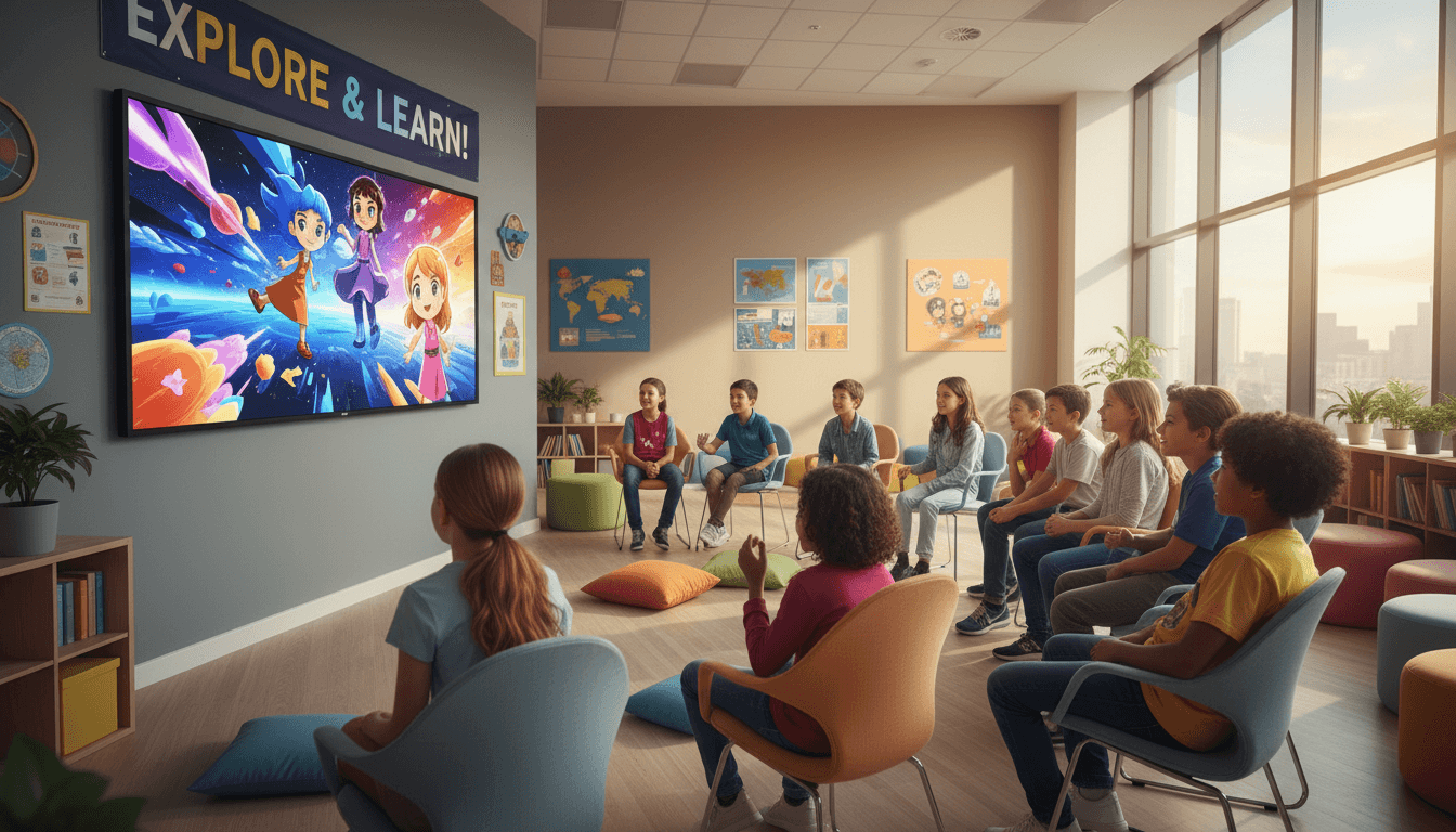 Students engaged with Hikari animated educational content